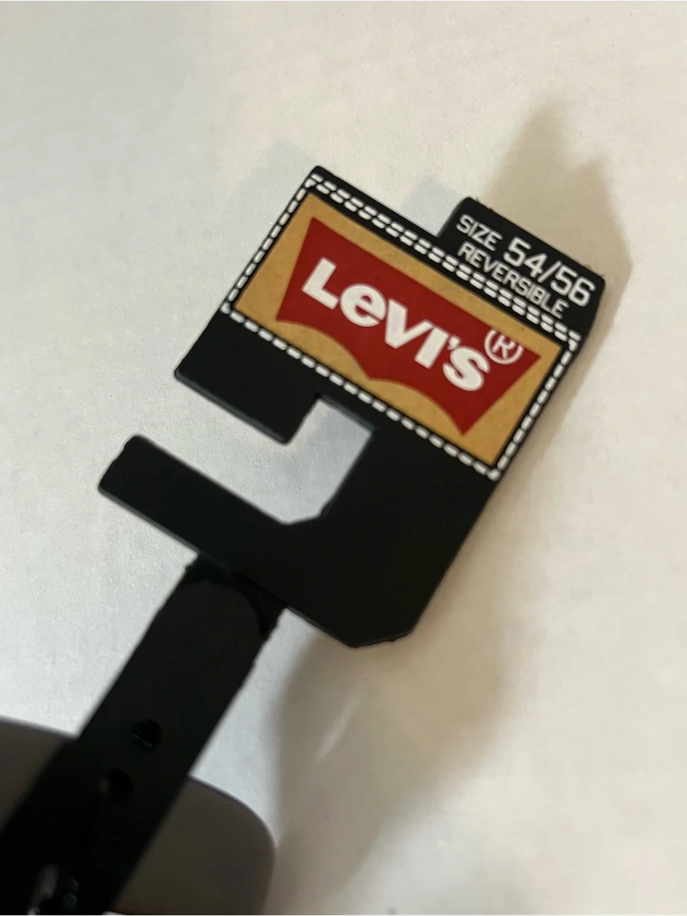 Levi's Black Leather Belt with Red and Tan Logo Patch